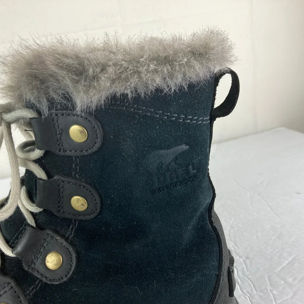 Sorel Tivoli III Winter Boots Women 7.5 Black Waterproof Suede Faux Fur Gorpcore